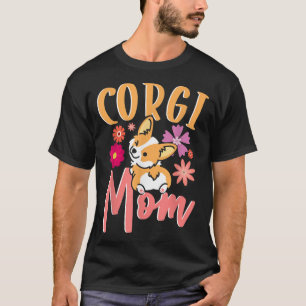 Niedliche Hunde Mum Dog Friend Blume Corgi Mama T  T-Shirt
