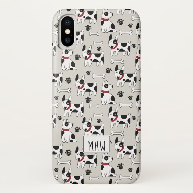 Niedliche Hunde Muster kundenspezifische Monogramm Case-Mate iPhone Hülle (Rückseite)