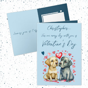 Niedliche Hunde nennen den blauen Valentinstag Karte