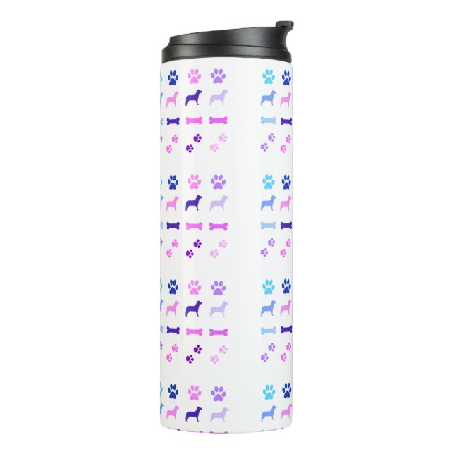 Niedliche Hunde, Paw Prints & Dog Bones Thermal Tu Thermosbecher (Nach links gedreht)