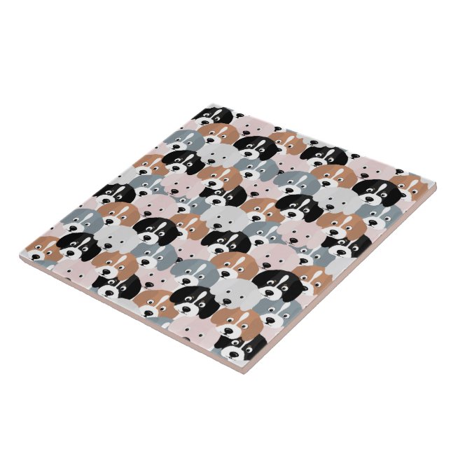 Niedliche Hunde Pink Black Illustration Fliese (Seite)
