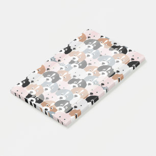 Niedliche Hunde Pink Black Illustration Post-it Klebezettel