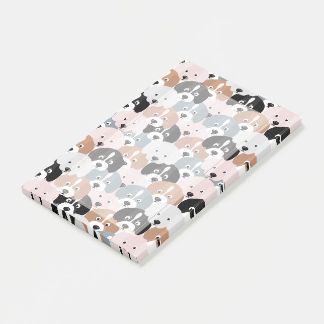 Niedliche Hunde Pink Black Illustration Post-it Klebezettel (angewinkelt)