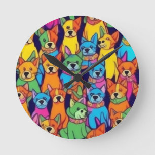 Niedliche Hunde Runde Wanduhr
