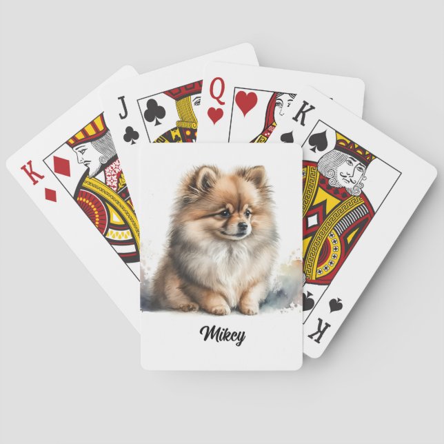 Niedliche Hunde - Spitz Spielkarten (Rückseite)