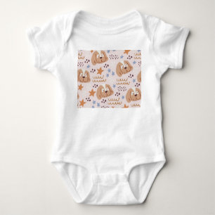 Niedliche Hunde, Sterne, Linien: Vintag nahtlos Baby Strampler