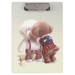 Niedliche Hunde umarmt Klemmbrett