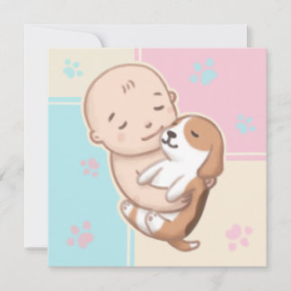 Niedliche Hunde- und Baby-Illustration Art Einladung