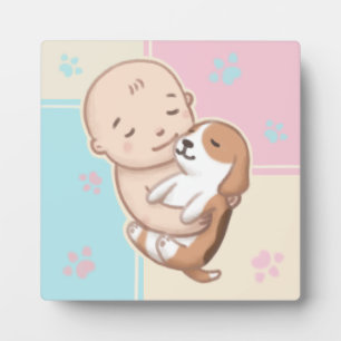 Niedliche Hunde- und Baby-Illustration Art Fotoplatte