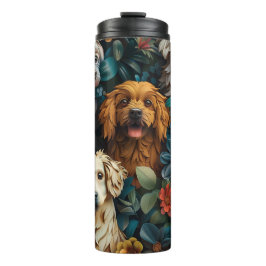 Niedliche Hunde und bunte Blume Thermosbecher