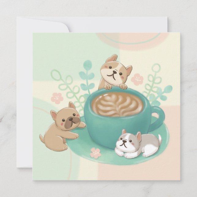 Niedliche Hunde- und Kaffeeaufführung Karte (Vorderseite)