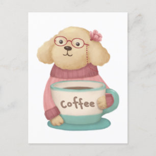Niedliche Hunde- und Kaffeebilderung Postkarte