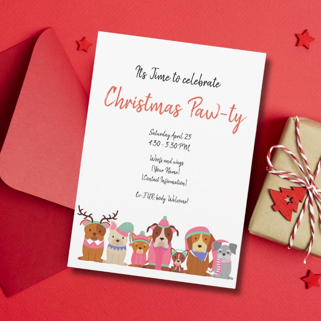 Niedliche Hunde Weihnachten Pawty Einladung (Von Creator hochgeladen)