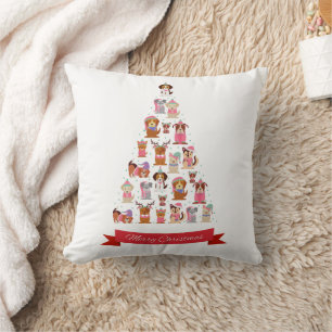 Niedliche Hunde Weihnachtsbaum Kissen
