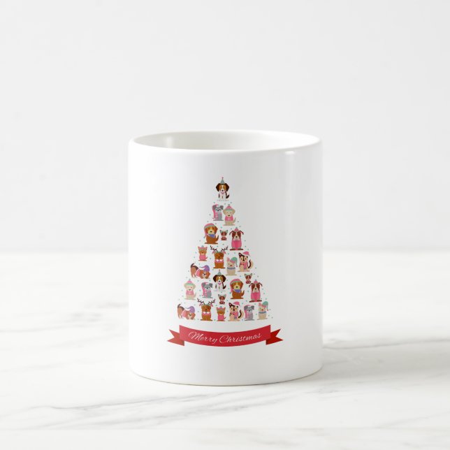Niedliche Hunde Weihnachtsbaum Tasse (Mittel)