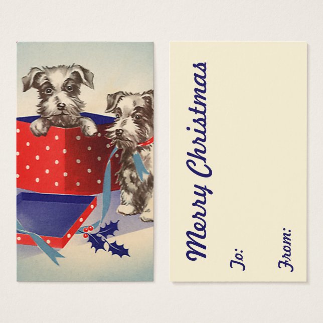 Niedliche Hunde, Weihnachtsgrüße im Jahrgang (Vorne & Hinten)