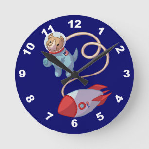 Niedliche Hundeastronauten-Wand-Uhr Runde Wanduhr