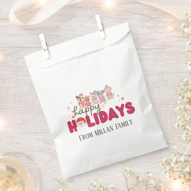 Niedliche Hundefamilie oder -betrieb Flat Holiday  Geschenktütchen (Ausgeschnitten)