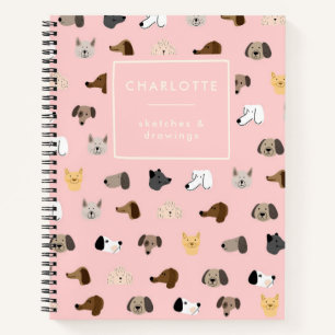 Niedliche Hundegegenstände Rosa Personalisiertes  Notizbuch
