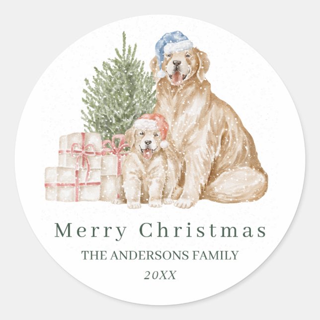 Niedliche Hundegrüte Weihnachten Runder Aufkleber (Vorderseite)