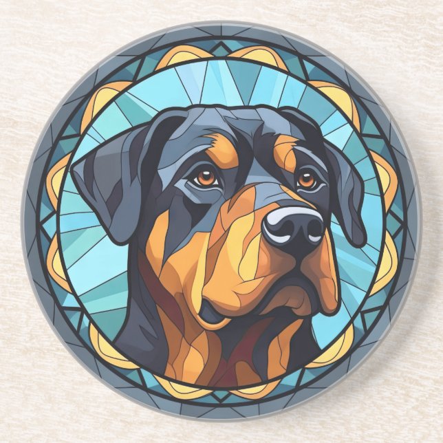 Niedliche Hundeliebhaber aus Hartglas Rottweiler Getränkeuntersetzer (Vorne)