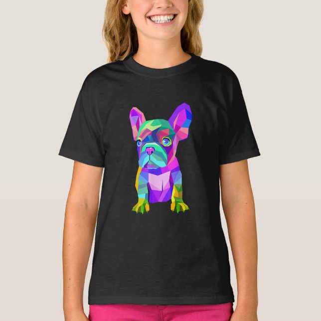 Niedliche Hunderasse, farbenfrohe Bulldogin, franz T-Shirt (Vorderseite)