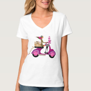 Niedliche Hunderoller-Mädchen-Haustier-Knochen T-Shirt