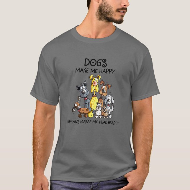 Niedliche Hundeshirt Hunde machen mich glücklich M T-Shirt (Vorderseite)