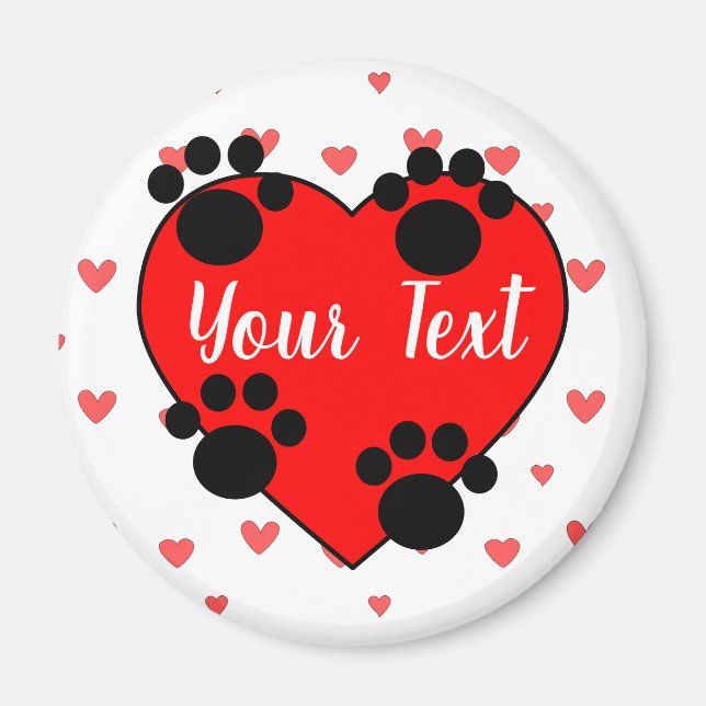 Niedliche Hundetext-Drucke und rotes Herz mit benu Magnet (Vorne)
