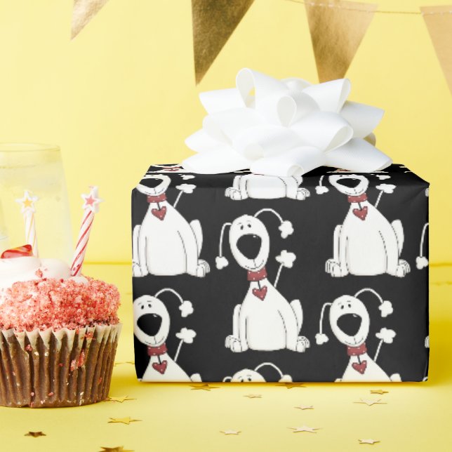 niedliche Hündin mit rotem Herzen Geschenkpapier (Geburtstagsparty)