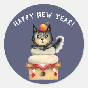 Niedliche HundShiba Inu neue Jahre Runder Aufkleber