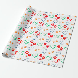 Niedliche HUNZZEICHEN UND LIEBE HARTEN Geschenkpapier