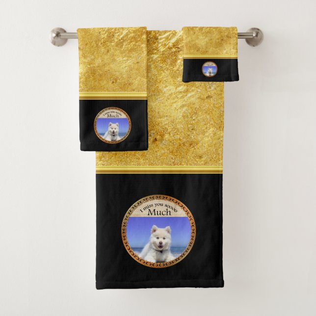 Niedliche Husky's mit blauem Auge am Strand Badhandtuch Set (Insitu)