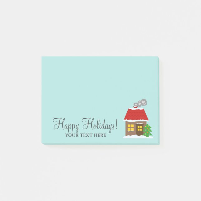 Niedliche Hütte personalisierter Weihnachtsfeierta Post-it Klebezettel (Vorderseite)