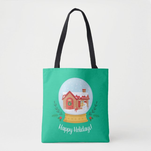 Niedliche Hütte Schneemann Weihnachtsschnee Globe  Tasche (Vorderseite)