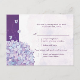 Niedliche Hydrangea Wedding Entree Choice RSVP Car Einladungspostkarte