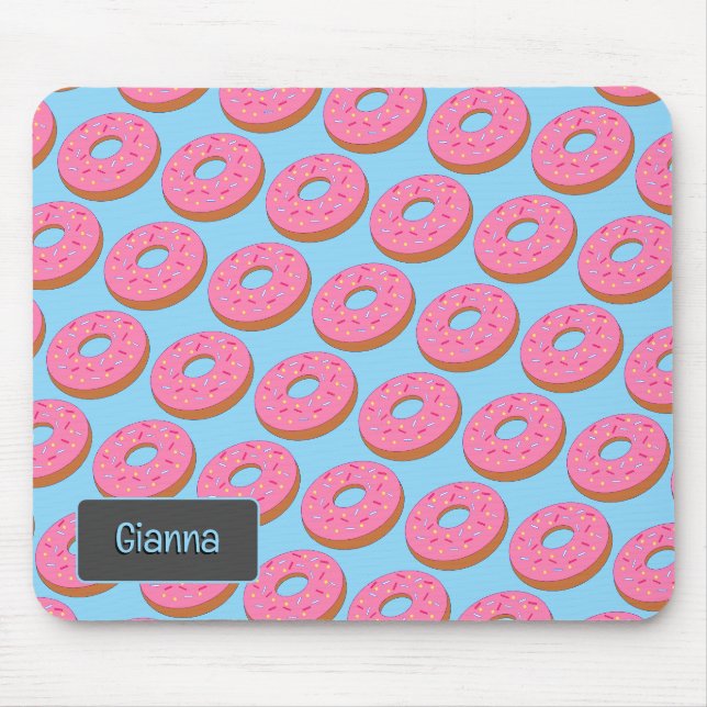 Niedliche Iced Doughnut - Rosa Mattierte Ringe mit Mousepad (Vorne)