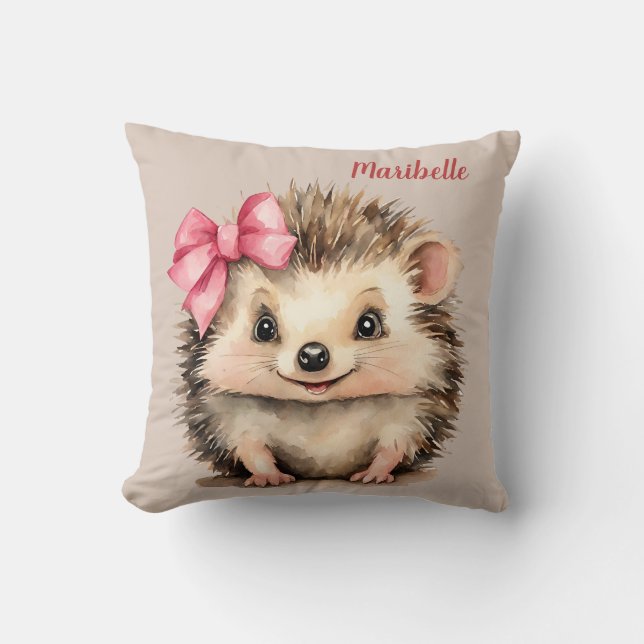 Niedliche Igel Girls Personalisiert Throw Kissen (Vorderseite)