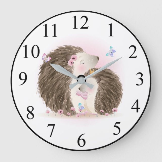 Niedliche Igel Große Wanduhr (Vorderseite)