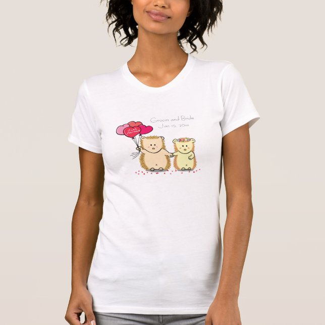 Niedliche Igel mit Ballonen, eben verheiratete T-Shirt (Vorderseite)