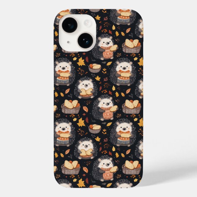Niedliche Igel mit Brot und Herbstblättern Case-Mate iPhone 14 Hülle (Rückseite)