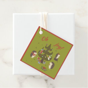 Niedliche Igel mit Weihnachtsbaum und Schlittenkid Geschenkanhänger