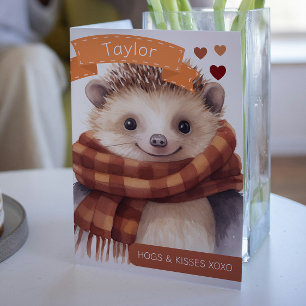 Niedliche Igel und Kisses personalisiert Valentine Feiertagskarte