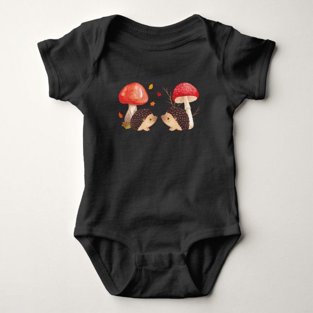 Niedliche Igel und Pilze Baby Strampler (Vorderseite)