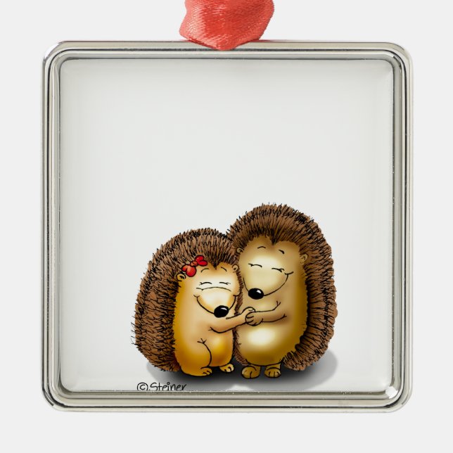 Niedliche Igels-Paare - Herr und Frau Customize Silbernes Ornament (Vorne)