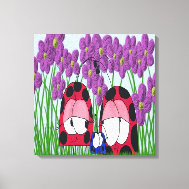 Niedliche Illustration der Familie Ladybug Leinwanddruck (Vorderseite)