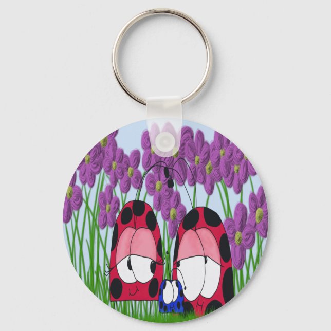 Niedliche Illustration der Familie Ladybug Schlüsselanhänger (Vorderseite)