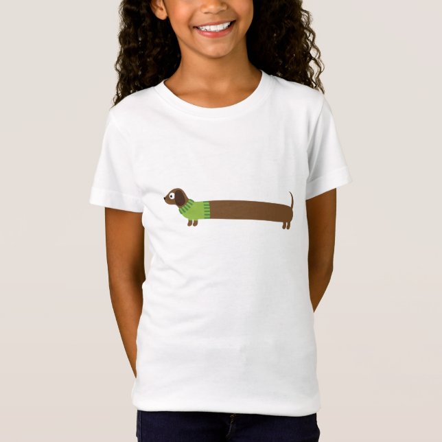 Niedliche Illustration der langen Dackel T-Shirt (Vorderseite)