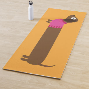 Niedliche Illustration der langen Dackel Yogamatte