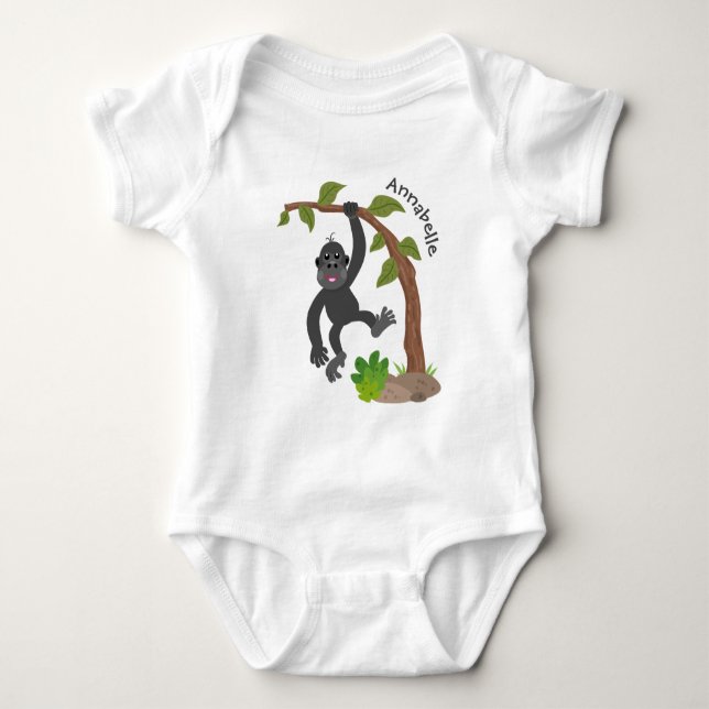 Niedliche Illustration des Baby Gorilla Cartoon Baby Strampler (Vorderseite)